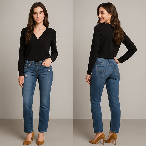 🌴👖 HOLLISTER Women’s Distressed Low Rise Straight Jeans Size 3S 🌊🕶️ - Picture 1 of 16